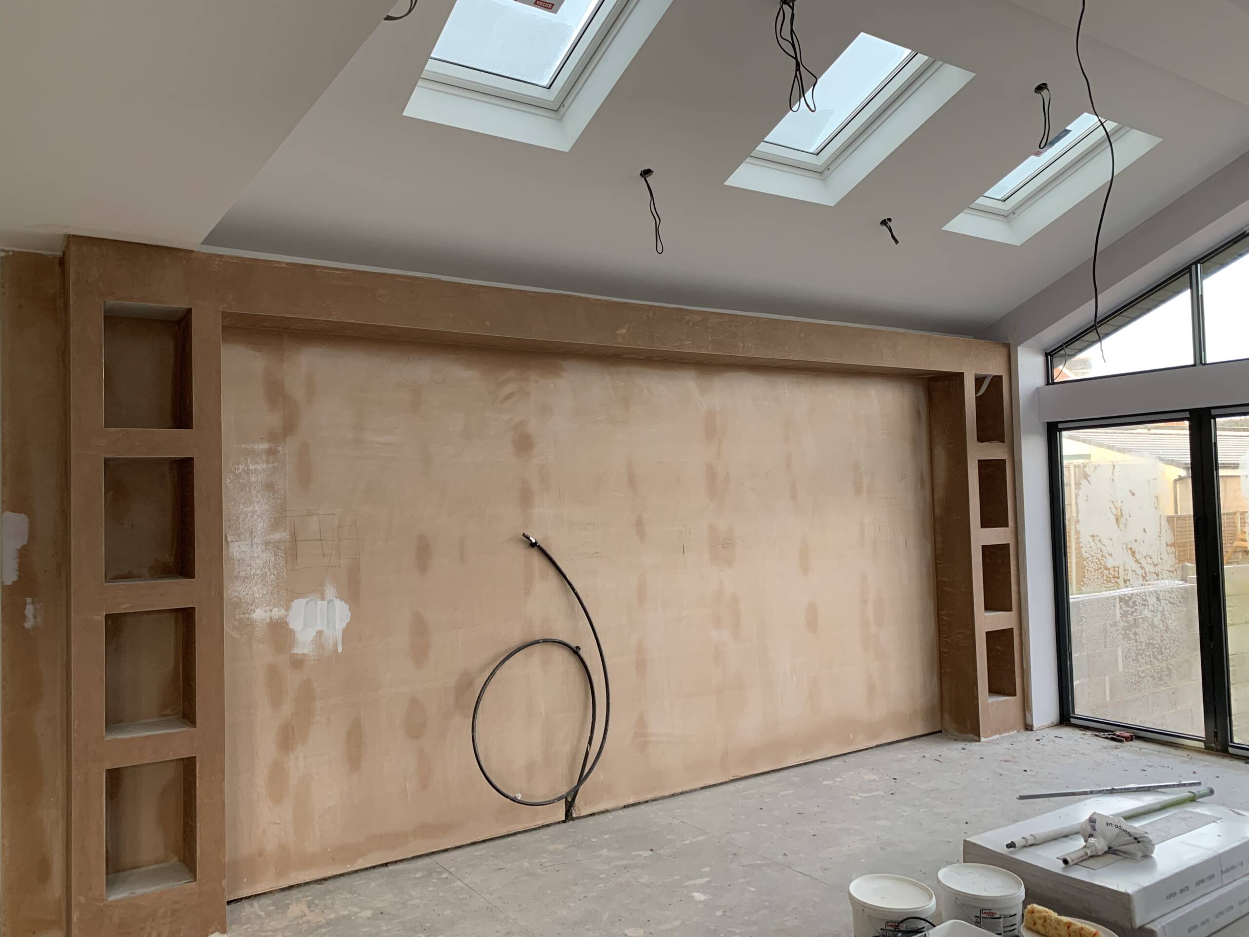 Custom Plastered Media Wall