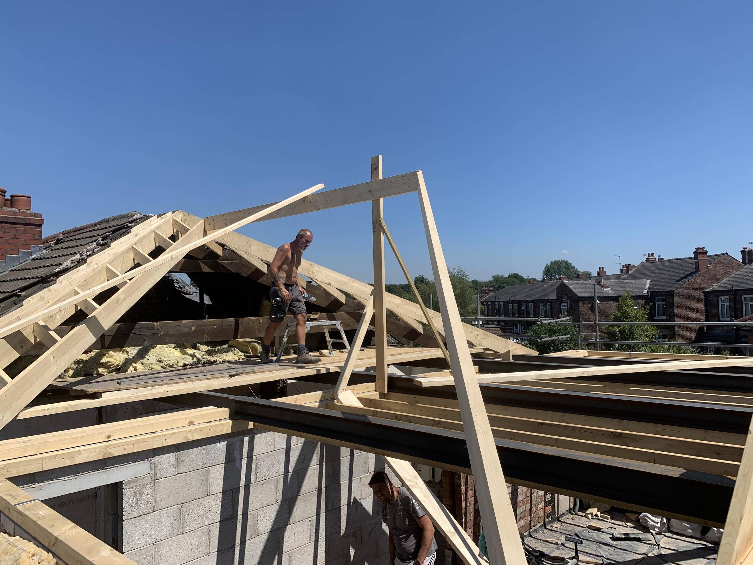 Tying the new framing into the old roof