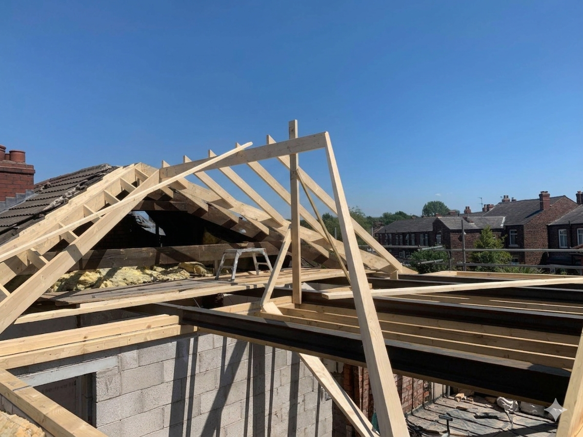 Tying the new framing into the old roof